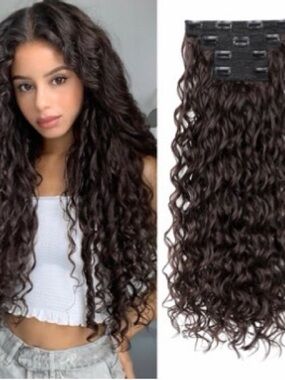 Clip-In Curly Hair Extensions - Deep Brown 24” 4PC